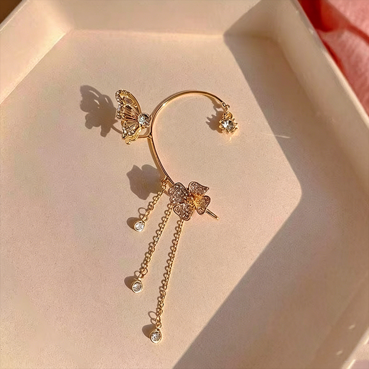 Butterfly Zircon Tassel Ear Cuff No Piercing Ear Wrap