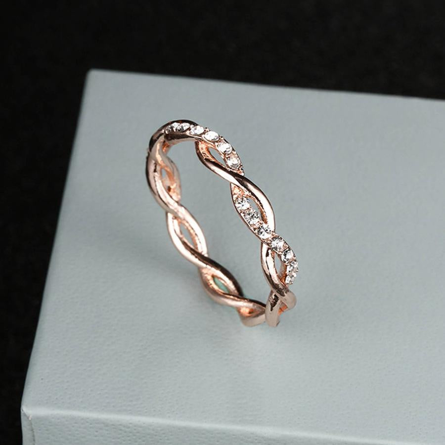 S925 Sterling Silver Twisted Rope Zirconia Ring