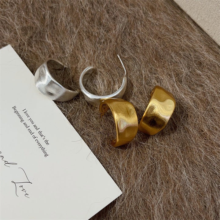 Sculptural Wide C Hoop Earrings Everyday Jewelry