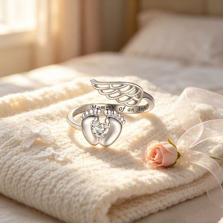 Heart Baby Footprint Mom Ring