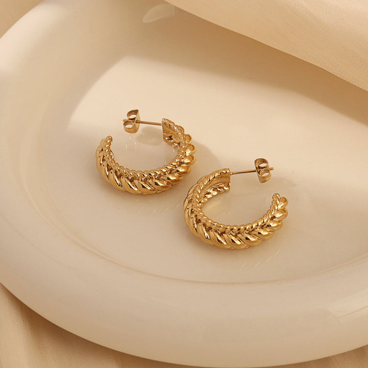 Layered Twisted C Hoop Earrings
