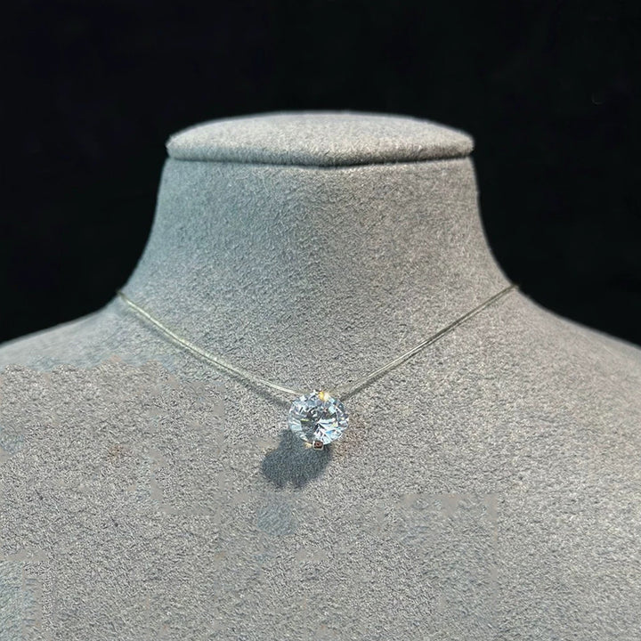 Floating Zircon Necklace Invisible Layering Chain