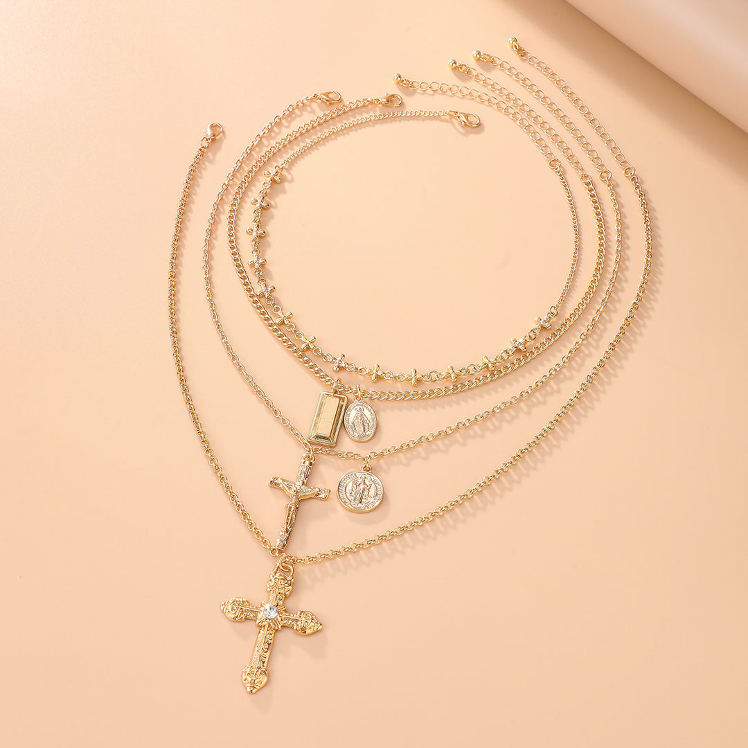 Layered Cross Necklace Everyday Style