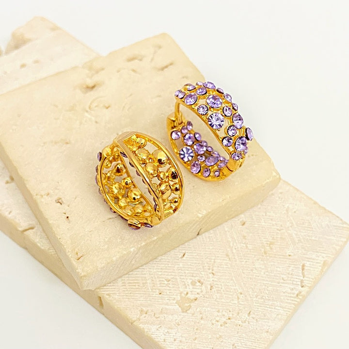 Elegant Purple Zircon Hollow Huggie Ear Buckles