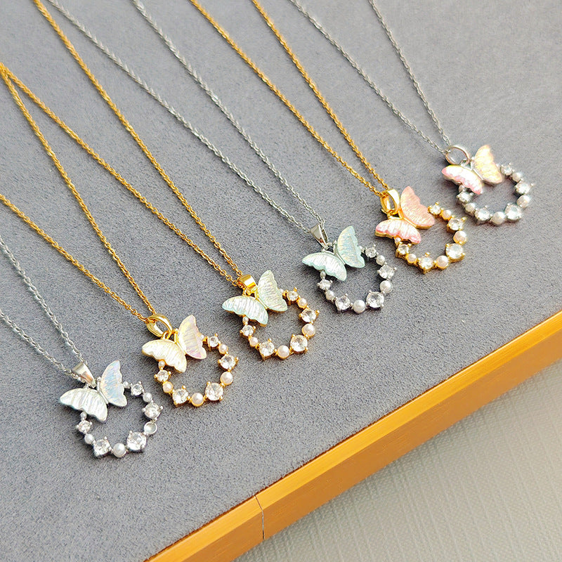 Iridescent Butterfly Wreath Necklace Daily Layering
