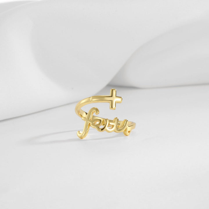 Adjustable Opening Ring with Cross of Faith
