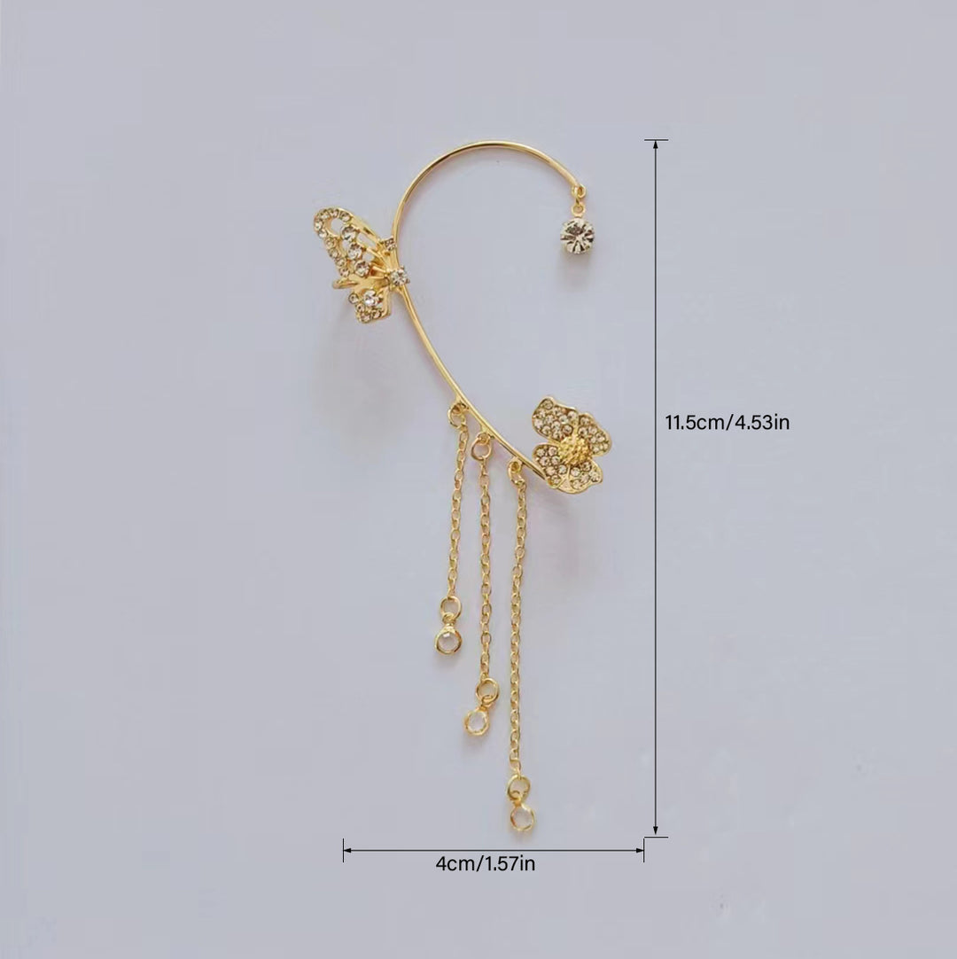 Butterfly Zircon Tassel Ear Cuff No Piercing Ear Wrap