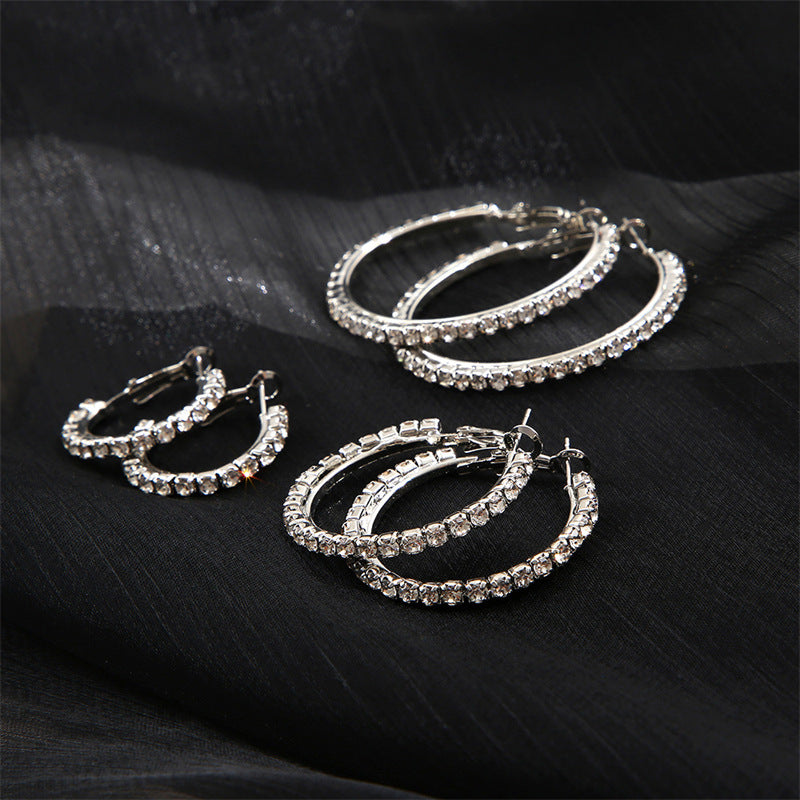 Shiny CZ Hoop Earring 3‑Pairs Collection