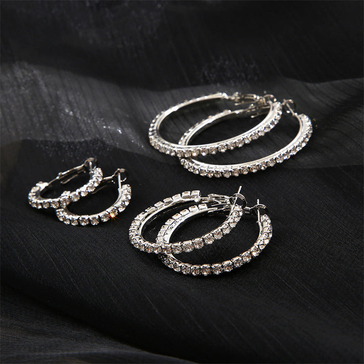 Shiny CZ Hoop Earring 3‑Pairs Collection