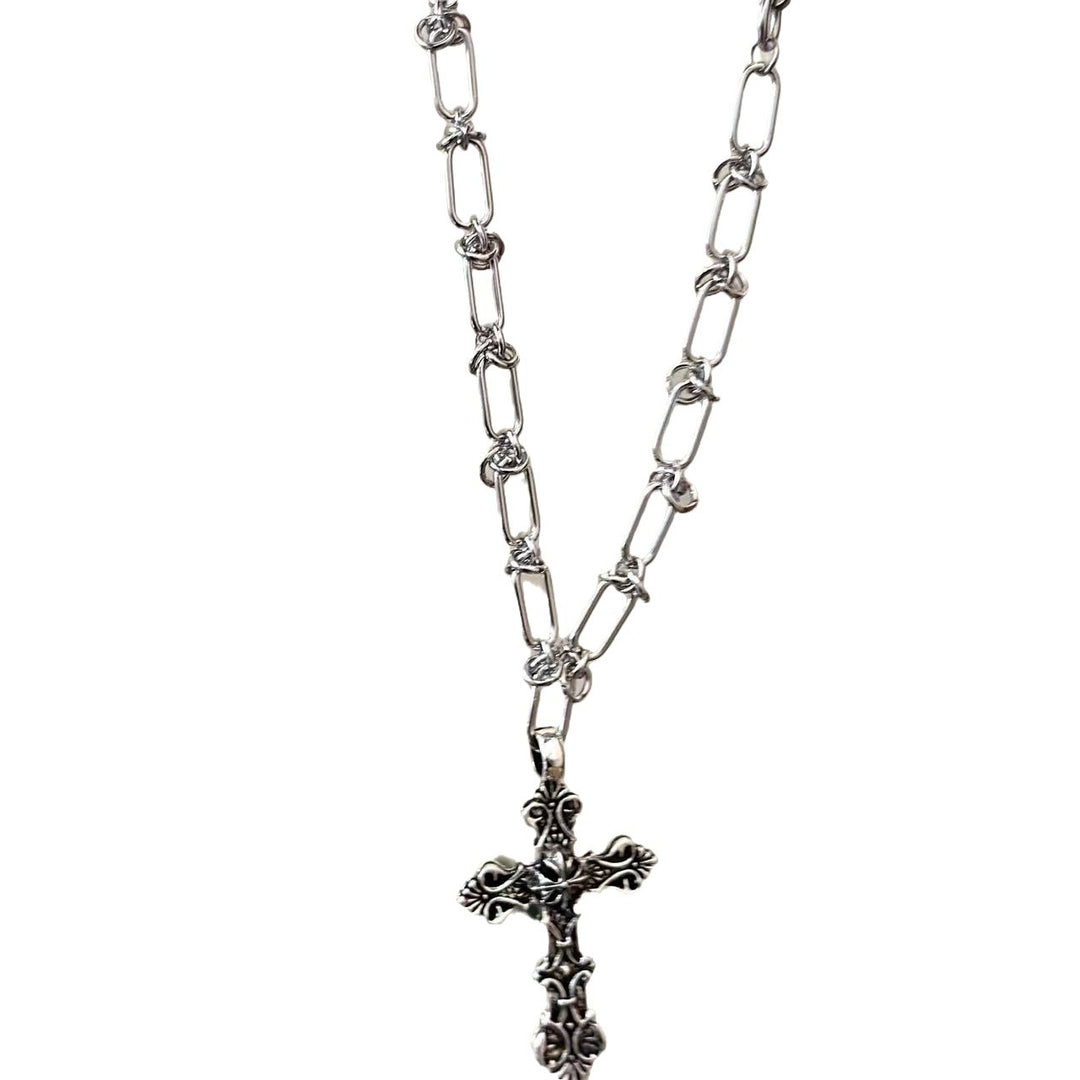 Punk-Style Cross Pendant Necklace