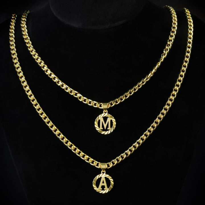 Cuban Chain Necklace with Openwork Letter Pendant