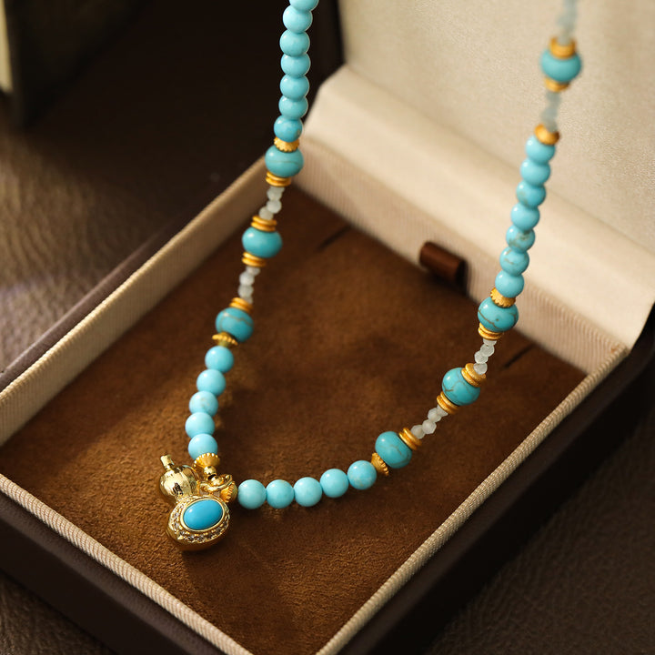Turquoise Gourd Beaded Necklace