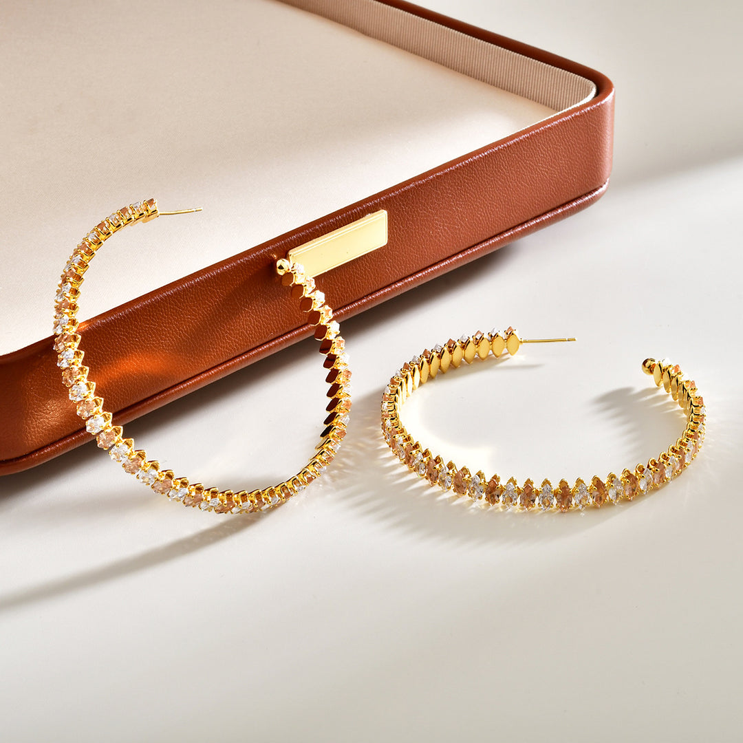Marquise Crystal Statement Hoop Earrings