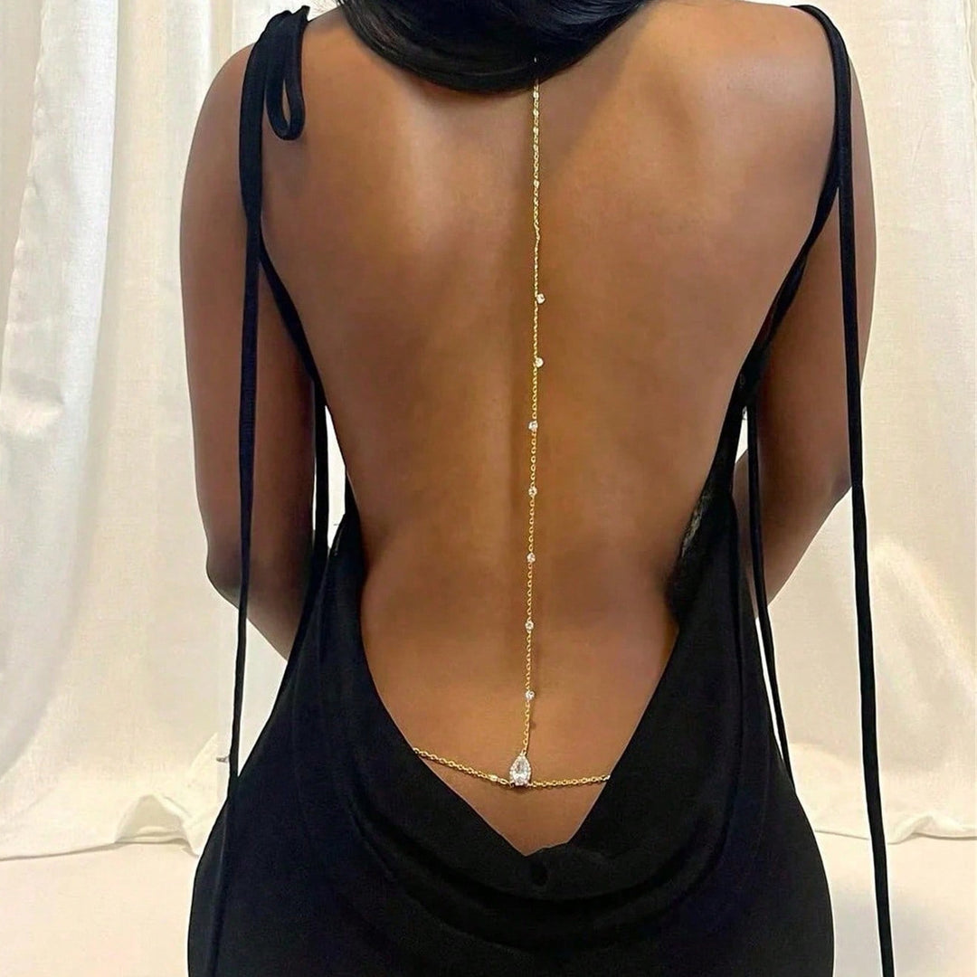 Teardrop Back Body Chain Wedding Evening Wear