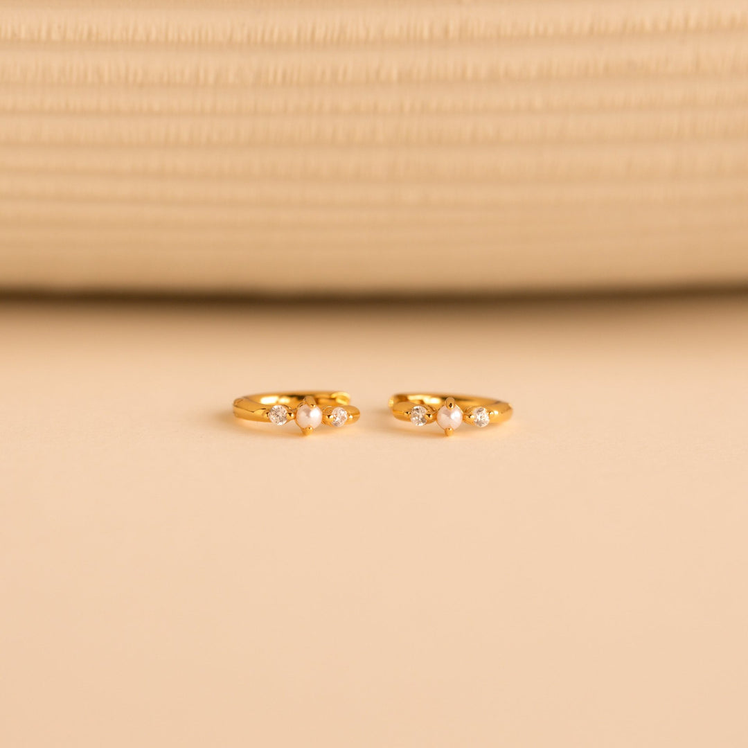 Pearl Zircon Hoop Earrings