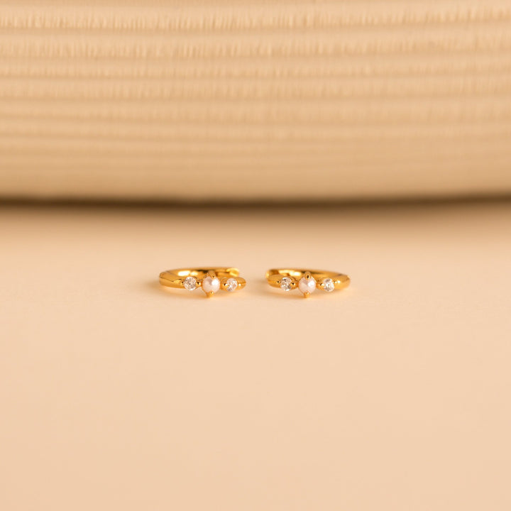 Pearl Zircon Hoop Earrings