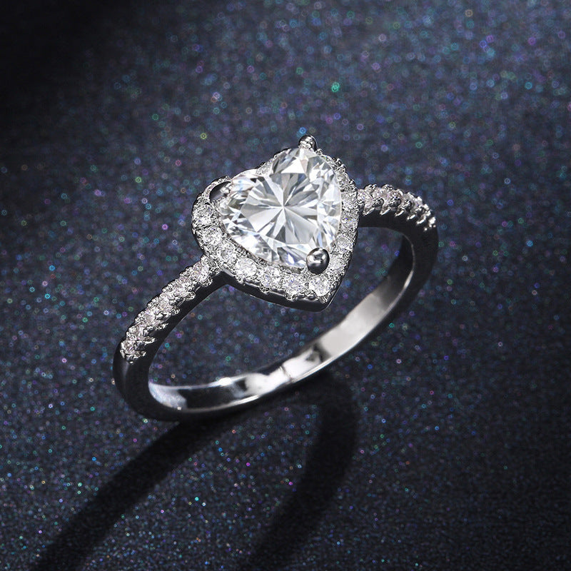 Heart Halo Zircon Statement Ring Daily Wear Jewelry
