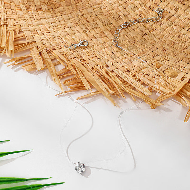 Floating Zircon Necklace Invisible Layering Chain