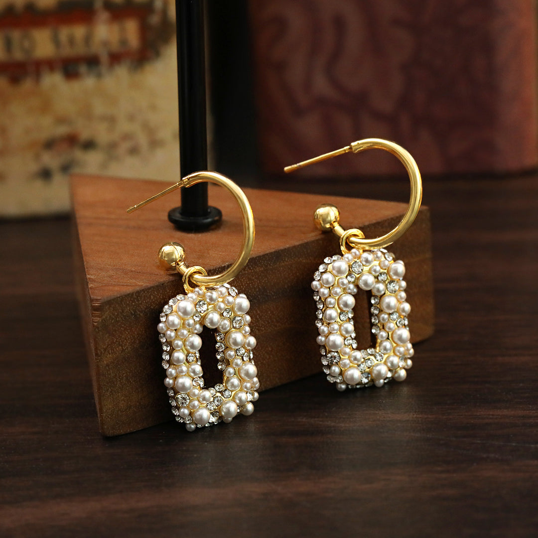 Pearl Square Drop Earrings