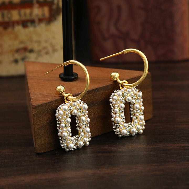 Pearl Square Drop Earrings