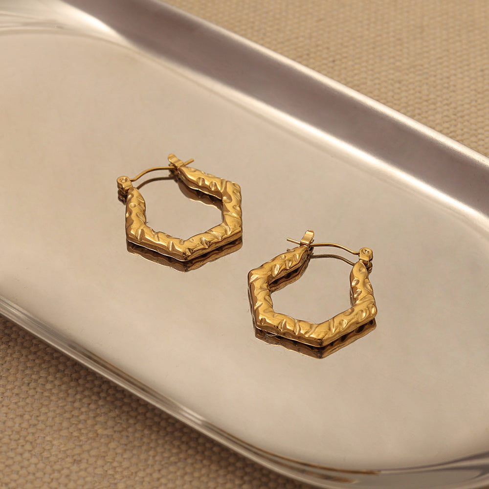Hammered Geometric Hoop Earrings