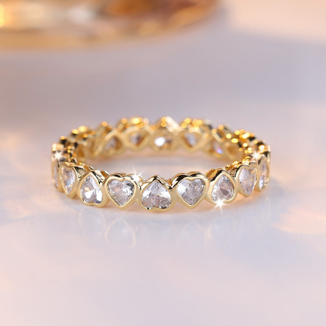 Heart Zircon Eternity Band Stackable Ring For Everyday Wear And Gifting
