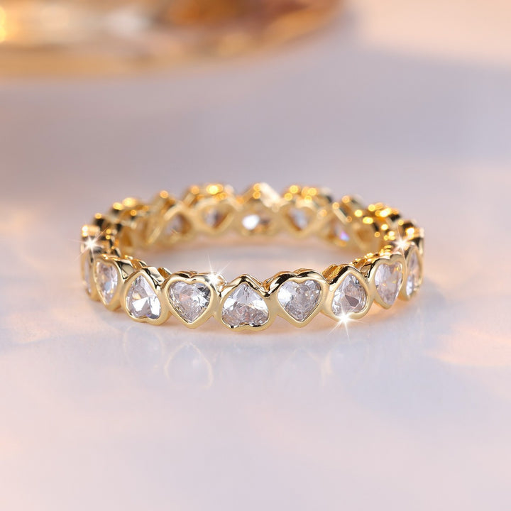 Heart Zircon Eternity Band Stackable Ring For Everyday Wear And Gifting