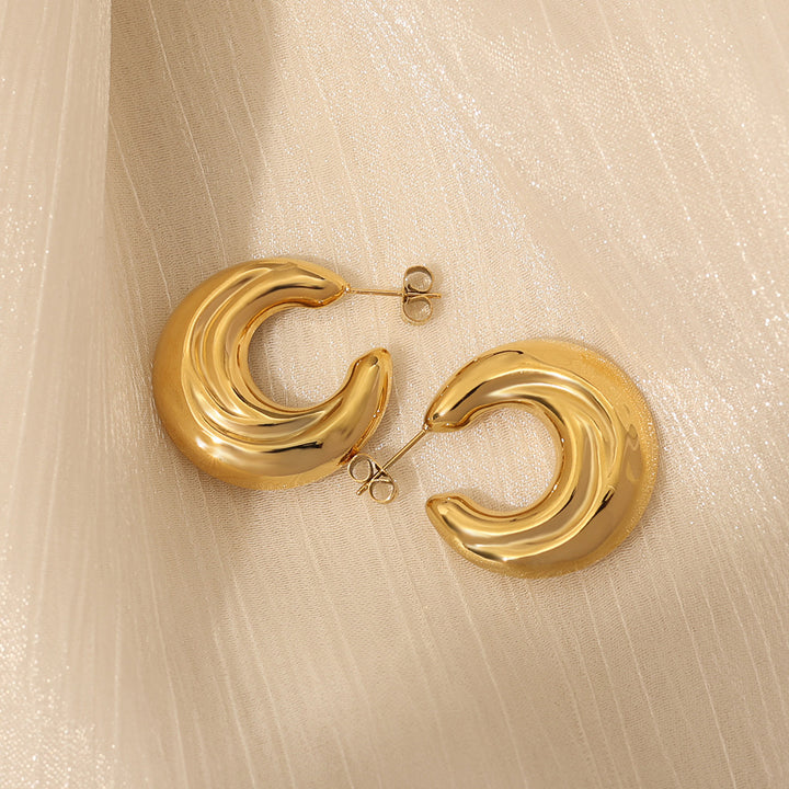 Sculpted Wave C Hoop Earrings