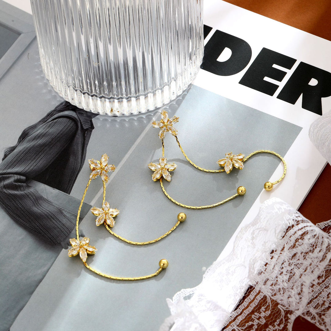 Long Zircon Tassel Earrings