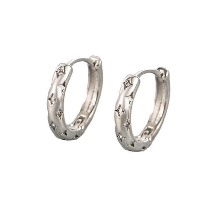 Four Star Diamond Hoop Earrings