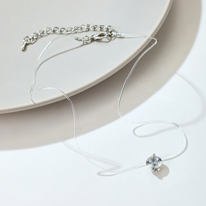 Floating Zircon Necklace Invisible Layering Chain