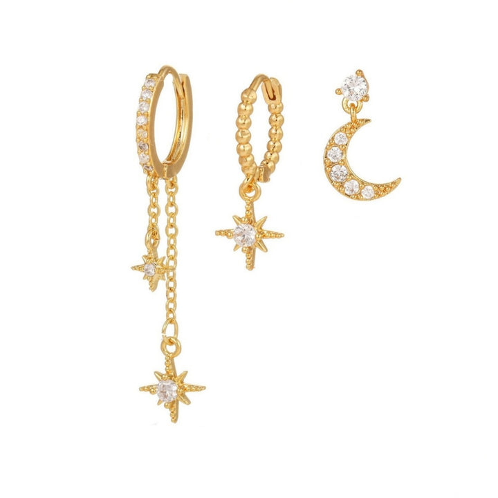 Moon Star Ear Stack Set For Multi Piercing Layering