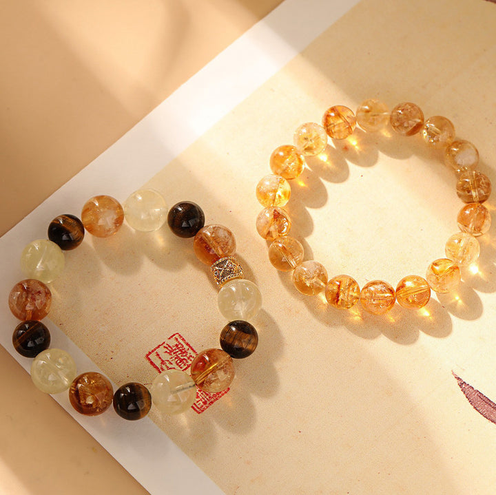 Natural Citrine Tiger Eye Stretch Bracelet
