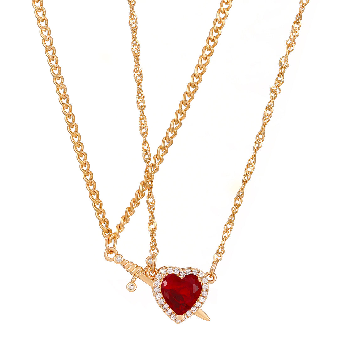 Valentine Gift Heart Dagger Zircon Necklace