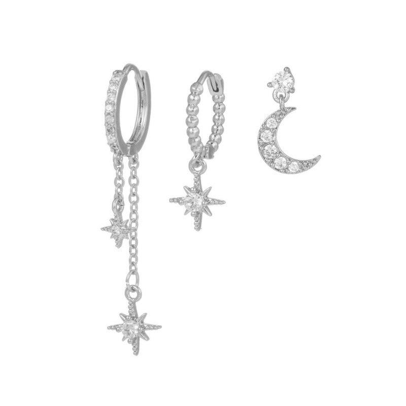 Moon Star Ear Stack Set For Multi Piercing Layering
