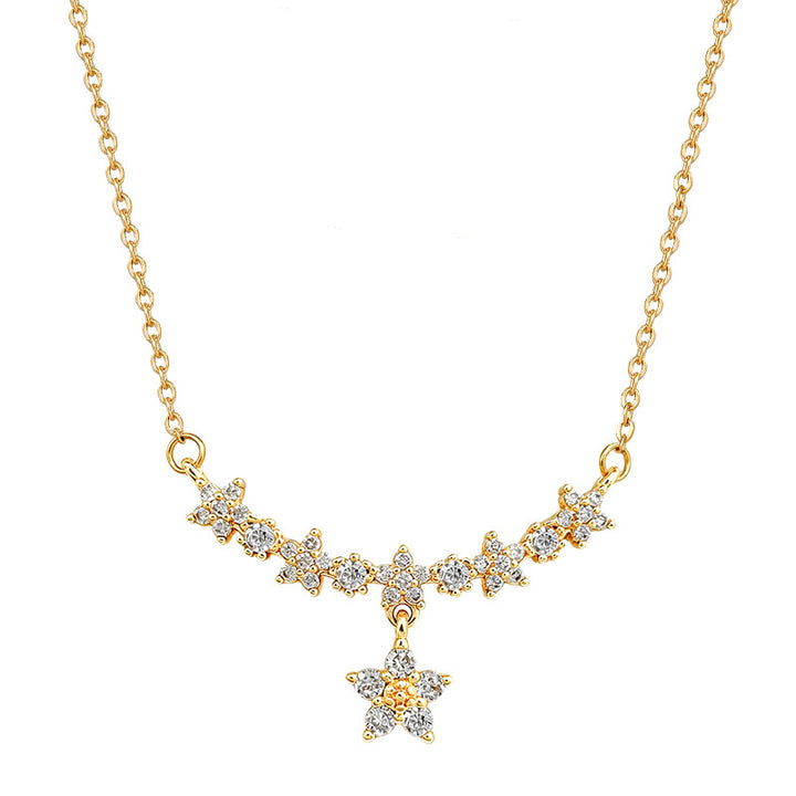 Star Crystal Curved Titanium Steel Clavicle Necklace Daily Women