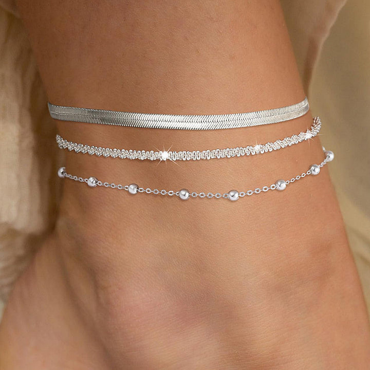 Slim Snake Bead Layer Anklets