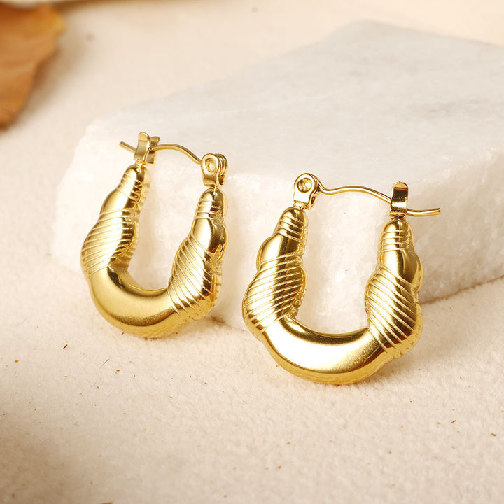 Gold Textured Sculpted Hoop Earrings