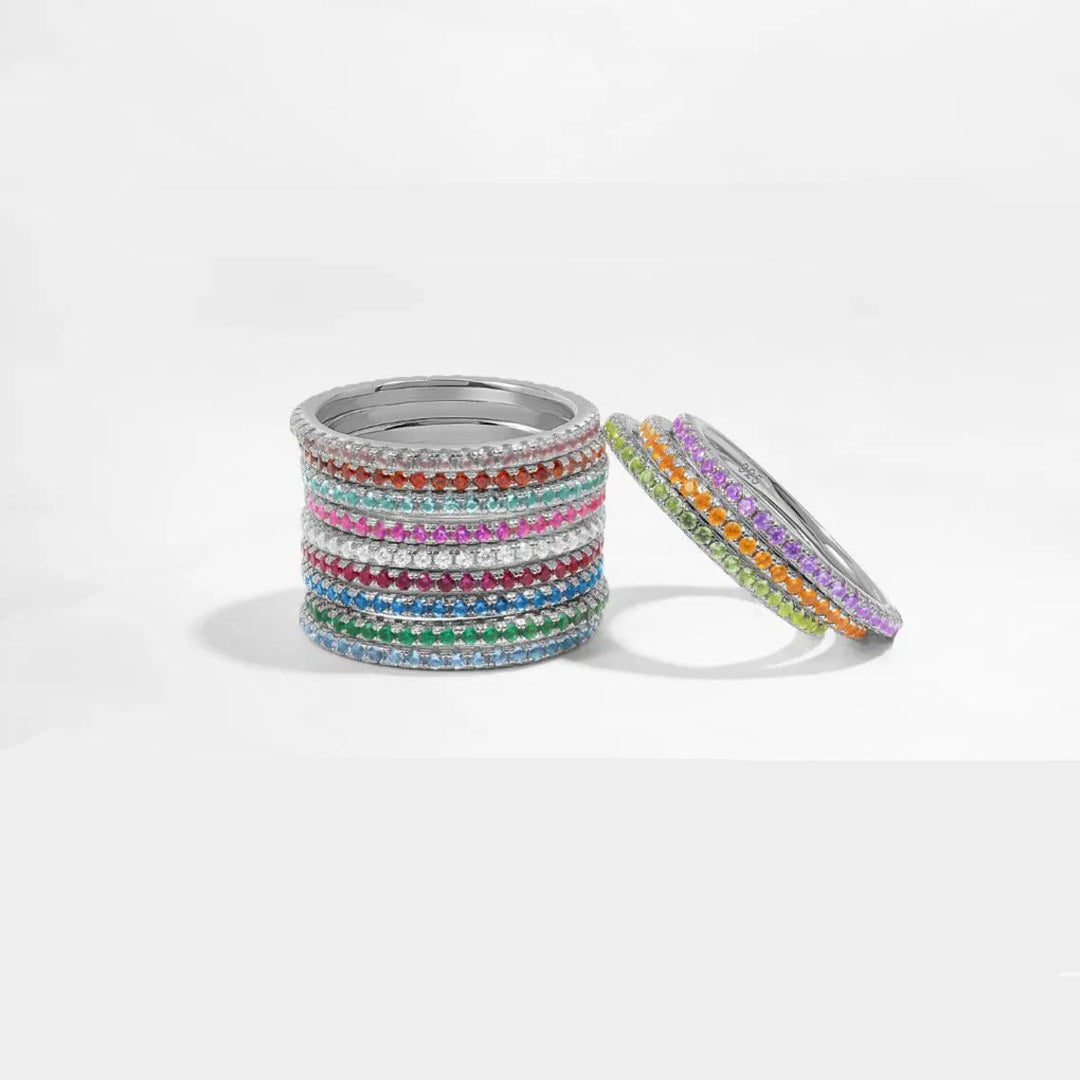 12 Month Birthstone Zircon Stackable Thin Band Ring