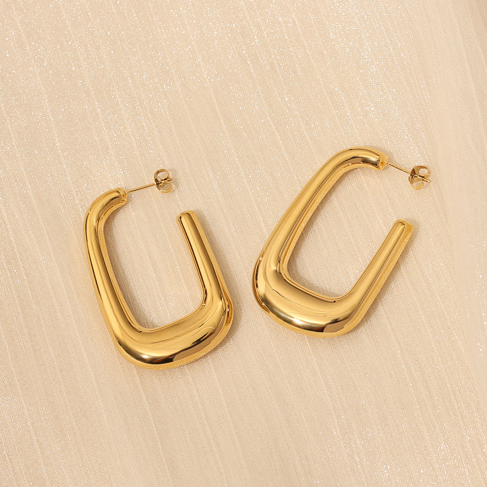 Sculpted U Shape Statement Hoop Earrings