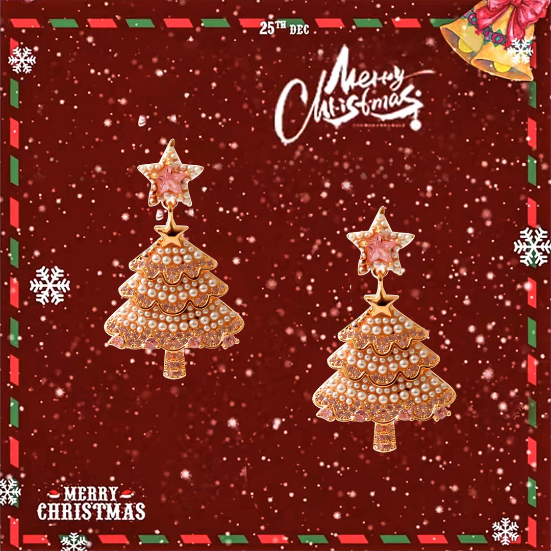 Pearl Christmas Tree Drop Earrings