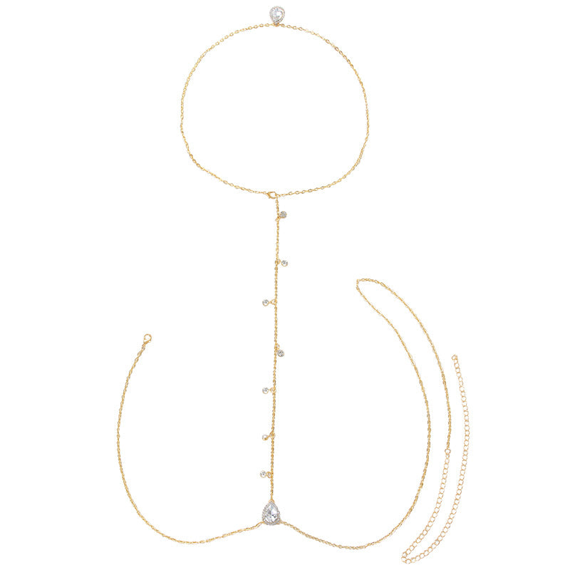 Teardrop Back Body Chain Wedding Evening Wear