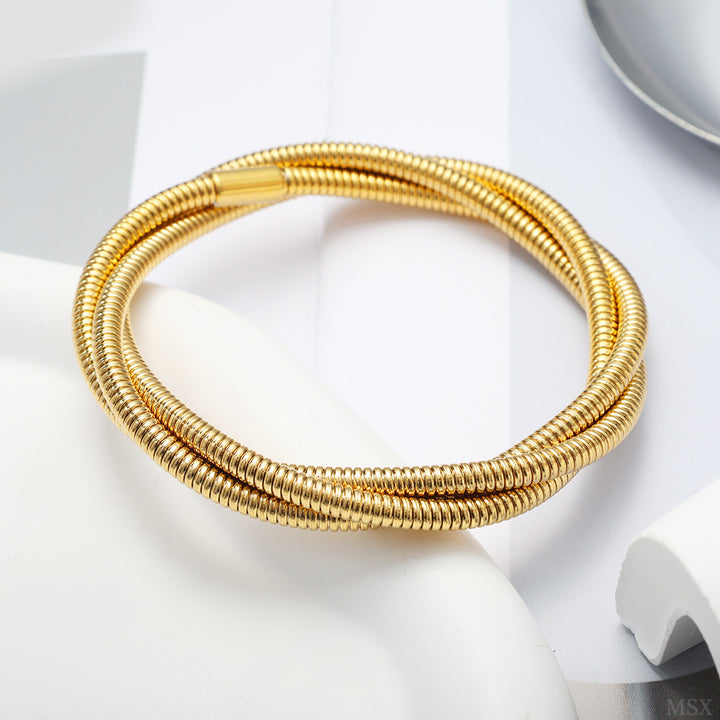 Gold Triple Wrap Coil Bracelet