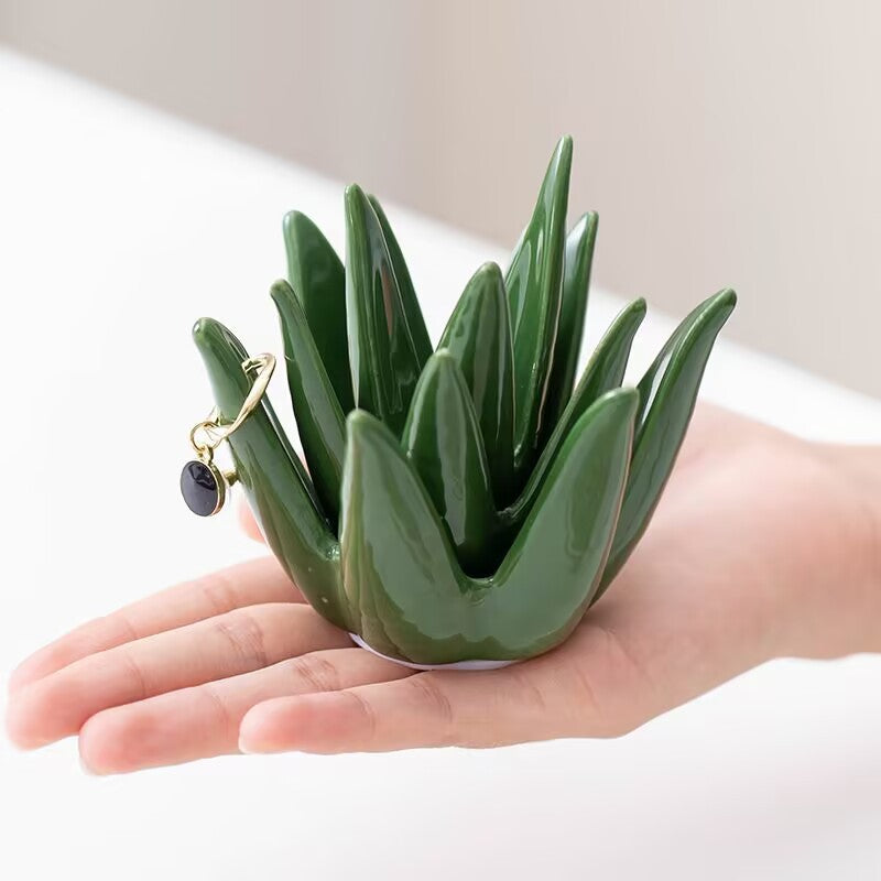 Aloe Ceramic Ring Tray Jewelry Storage Display Holder