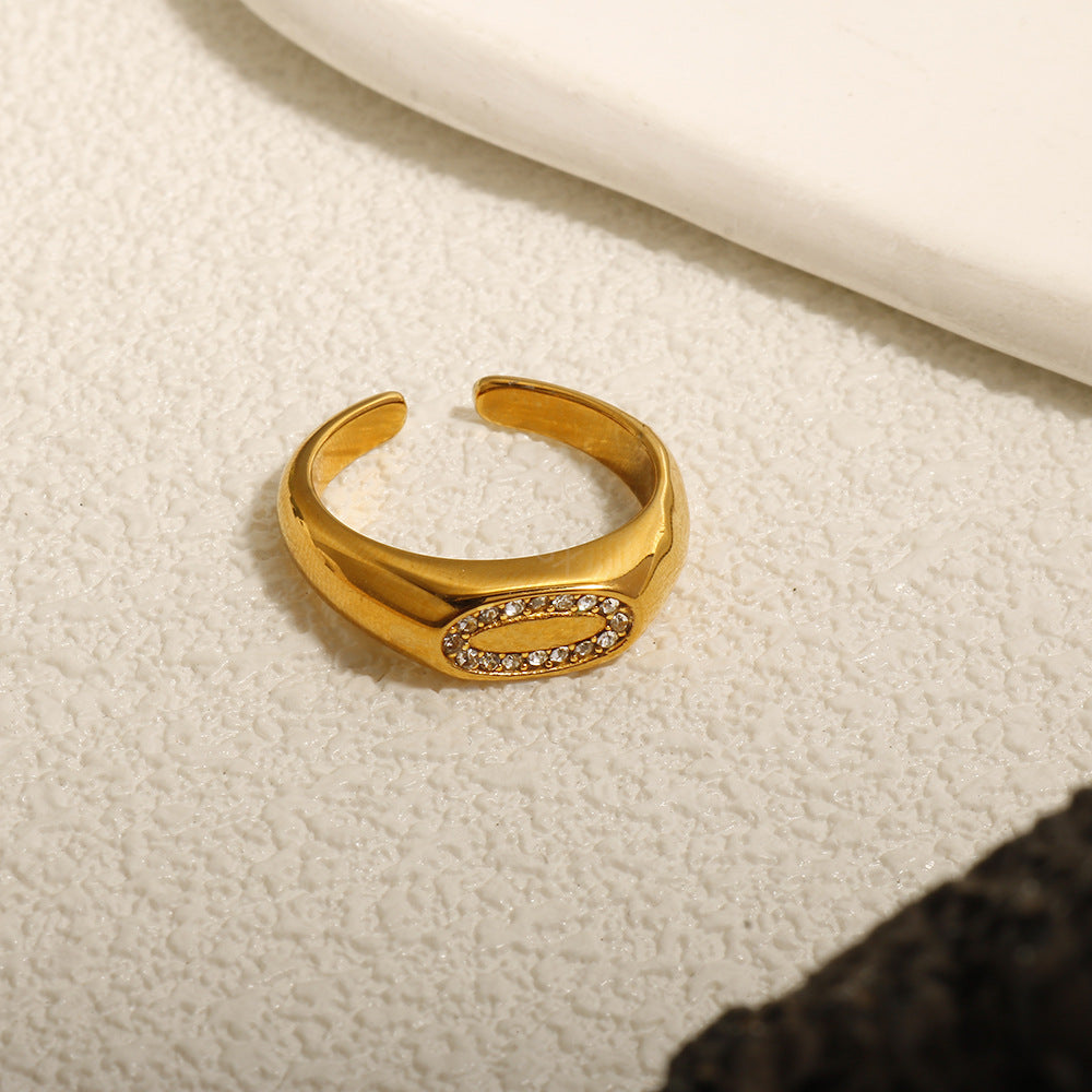 Oval Pavé Adjustable Statement Ring