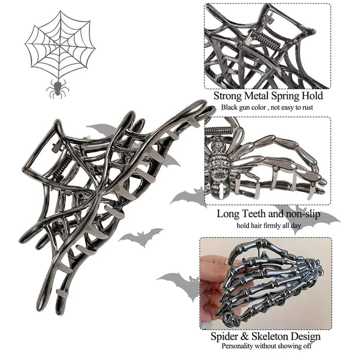 Halloween Spider Skeleton Hand Hair Claw Set