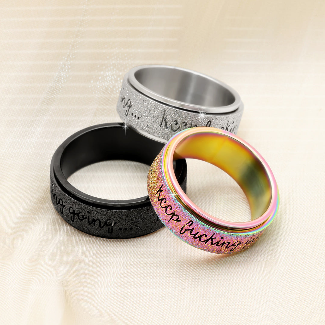 Sand Finish Motivational Rotate Ring Daily Self Reminder
