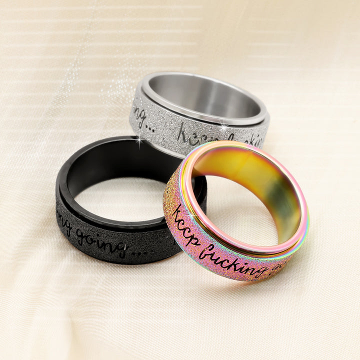 Sand Finish Motivational Rotate Ring Daily Self Reminder