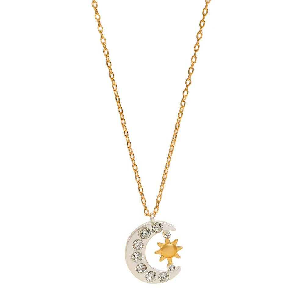 Sun Moon Pendant Necklace Everyday Layering Look
