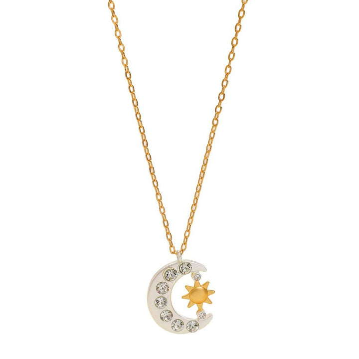 Sun Moon Pendant Necklace Everyday Layering Look